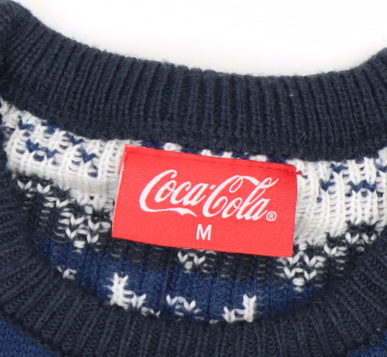 Coca-Cola Men's Blue Christmas Pullover Jumper M Winter Knit
