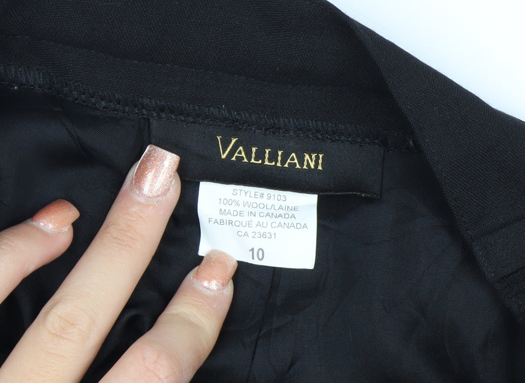 Valliani Women Black Wool Straight Leg Trousers Size 10
