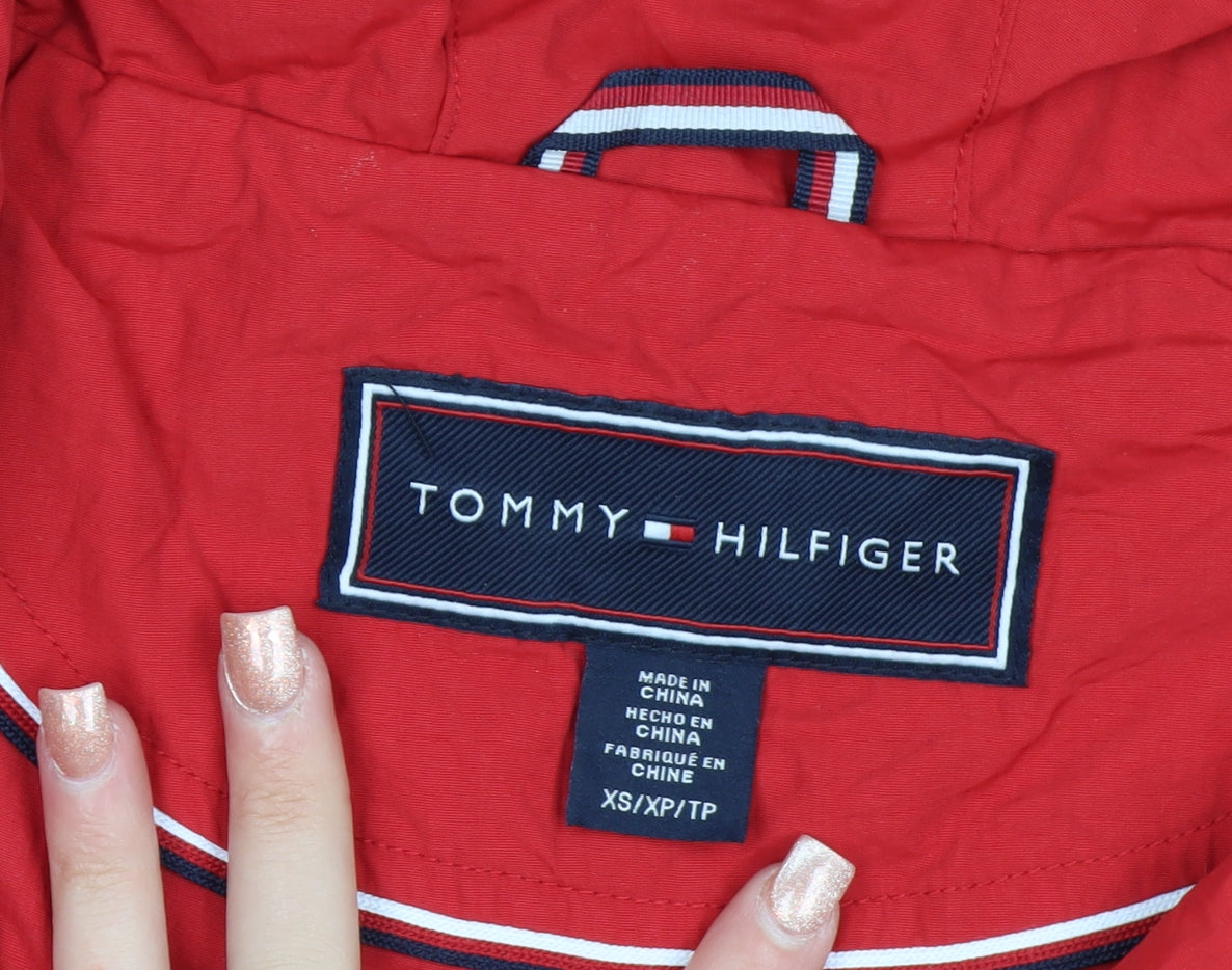 Tommy Hilfiger Men's Red Hooded Nylon Parka Jacket XS