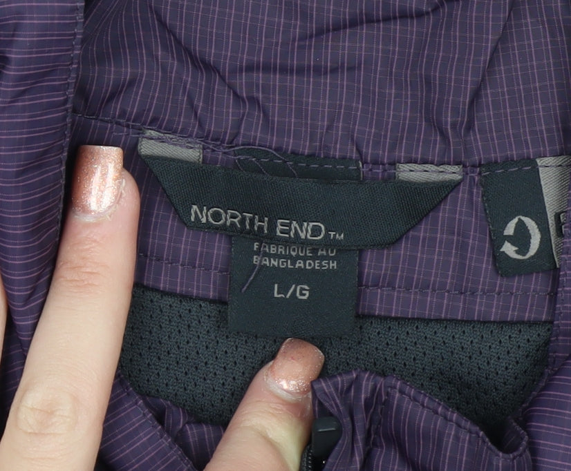 North End Men's Purple Windbreaker Jacket L Lightweight Outdoor