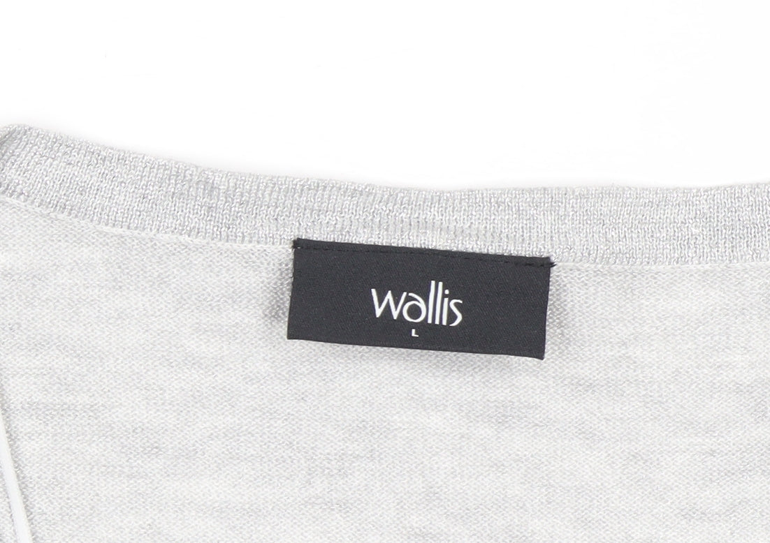 Wallis Women’s Grey V-Neck Sequin Knit Jumper Size L