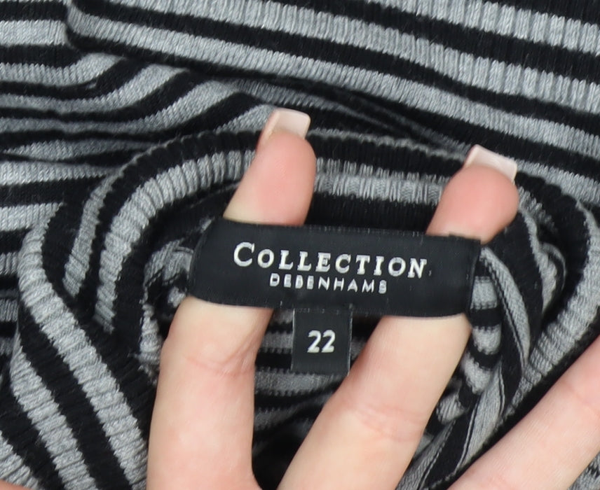 Debenhams Women Black Striped Roll Neck Jumper Size 22