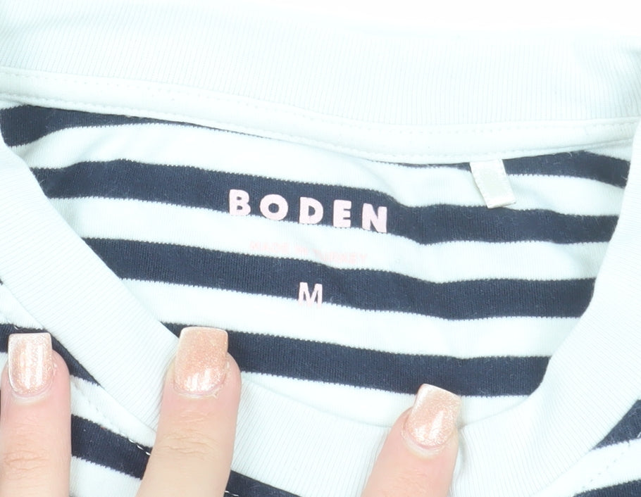 Boden Womens Blue White Striped Sleeveless Cotton T-Shirt Size M