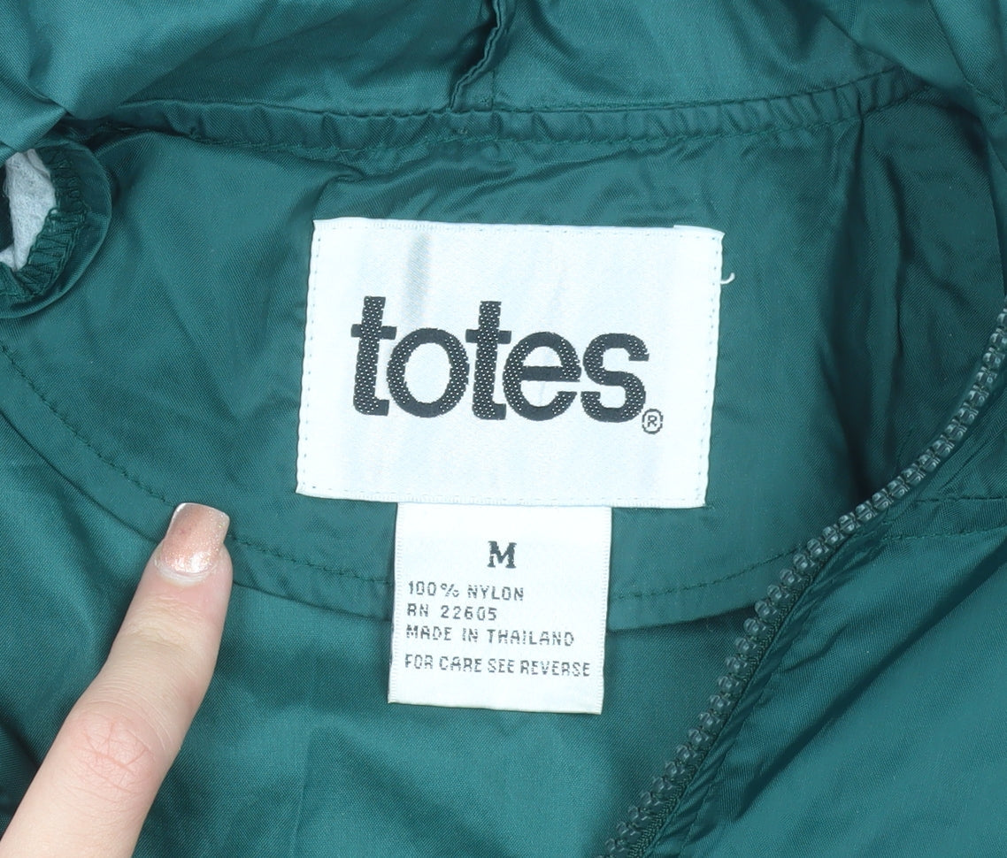 Totes Men's Green Nylon Hooded Anorak Jacket Size M Windproof Lightweight