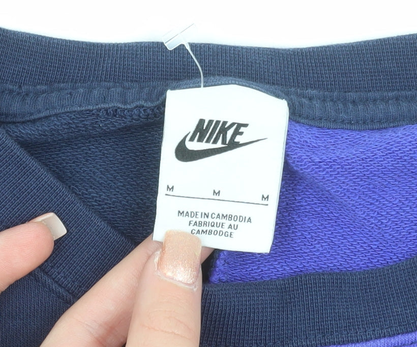 Nike Men’s Blue Two-Tone Logo Sweatshirt M Pullover