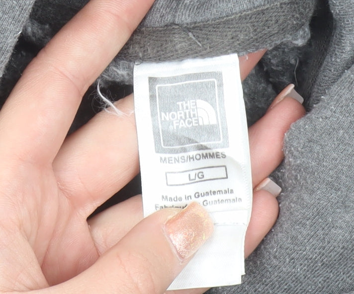 The North Face Mens Grey Pullover Hoodie Size L Graphic Print Cotton Blend