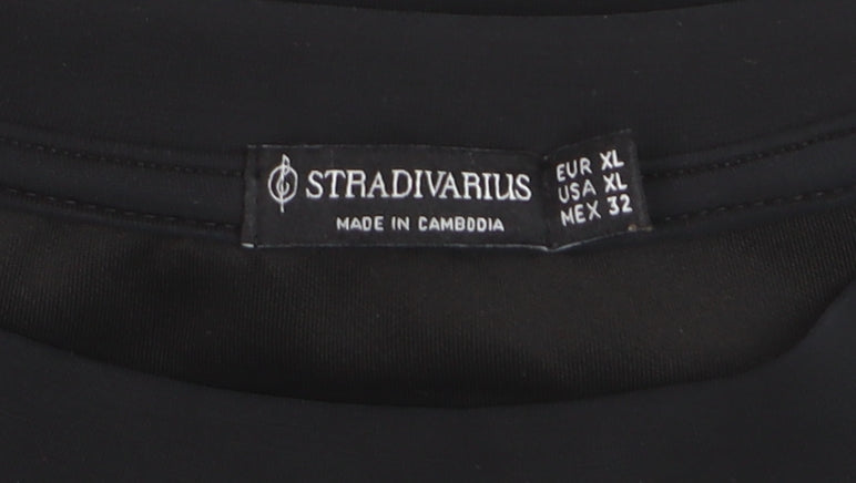 Stradivarius Women Black XL Pullover Sweatshirt Modal Blend