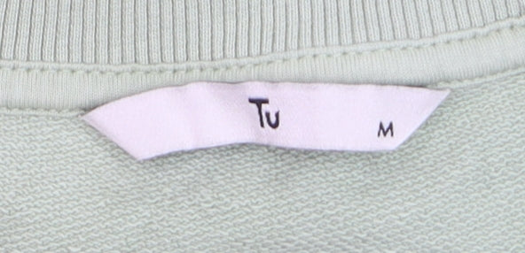 Tu Women’s Green Cotton Pullover Sweatshirt Medium ‘CIAO’ Embroidered