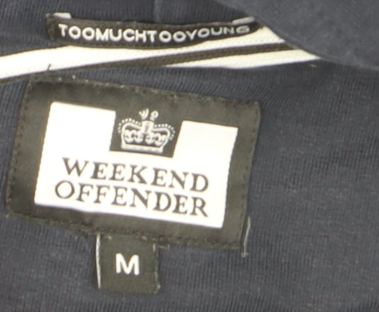 Weekend Offender Men's Blue Pullover Hoodie M Cotton Logo Sweatshirt
