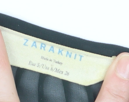 Zara Women Green Pleated Back Knit Pullover Jumper Size 8