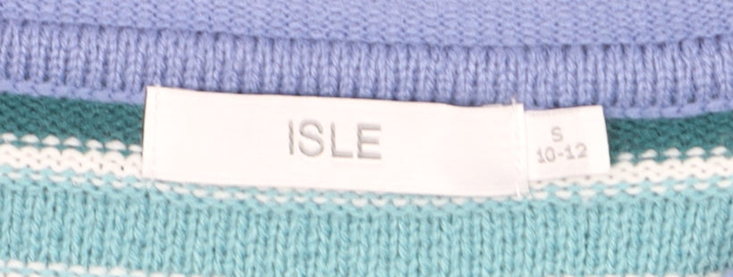 ISLE Women’s Multicoloured Striped Crew Neck Knit Jumper Size S 10-12