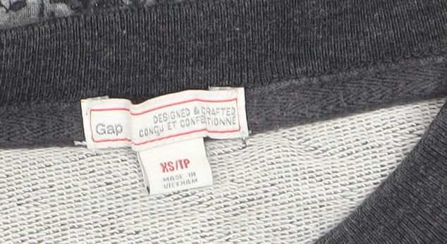 Gap Womens Grey Floral Pullover Sweatshirt XS Cotton Casual