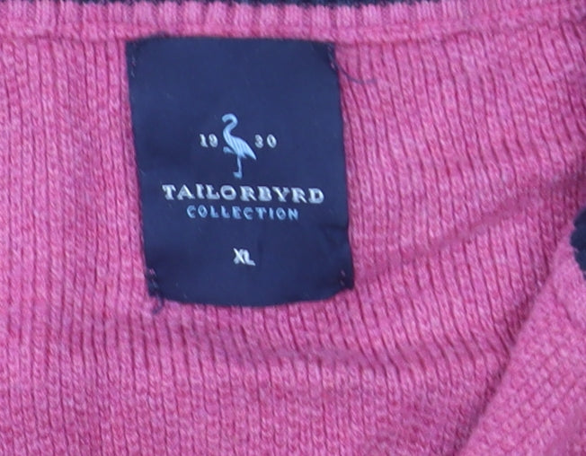 Tailorbyrd Men's Pink High Neck 1/2 Zip Cotton Blend Jumper XL