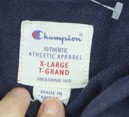 Champion Men's Navy Blue Pullover Hoodie XL Cotton Blend Logo