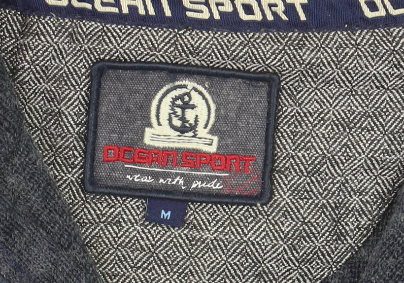 Ocean Sport Men's Blue Wool Blend Half Zip Jumper M