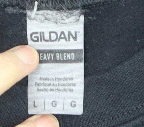 Gildan Men's Black Heavy Blend Graphic Pullover Sweatshirt L