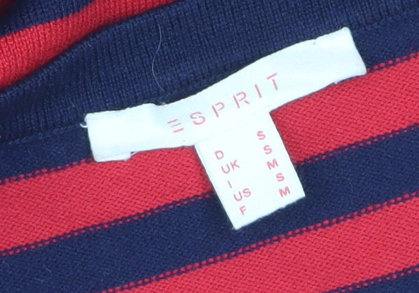 ESPRIT Women Red Navy Stripe Shift Dress Size S Cotton Stretch