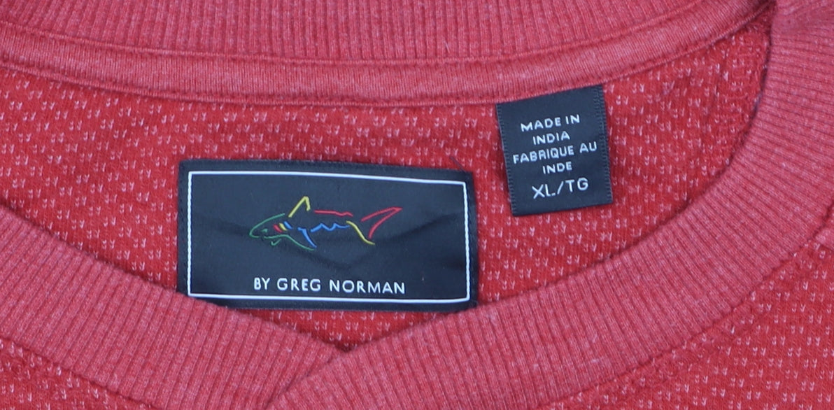 Greg Norman Men's Red XL Pullover Cotton Blend Crew Sweatshirt