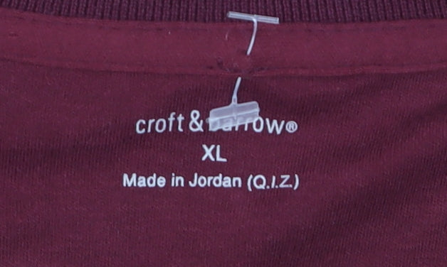 Croft & Barrow Men's Burgundy Long Sleeve Cotton Polo XL