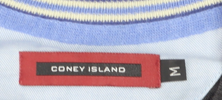 Coney Island Men's Grey Wool Blend V-Neck Jumper Medium