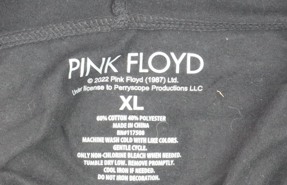 Pink Floyd Mens Black XL Pullover Hoodie Graphic Print Cotton Blend