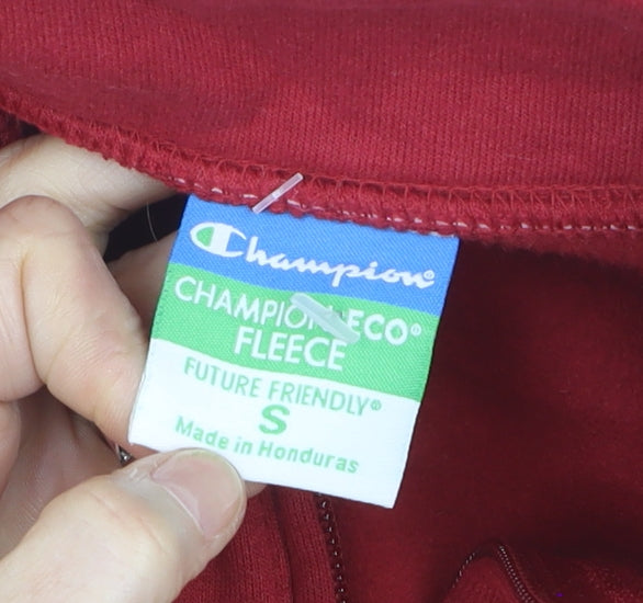 Champion Mens Red Small 1/4 Zip Fleece Sweatshirt CCHS Rams