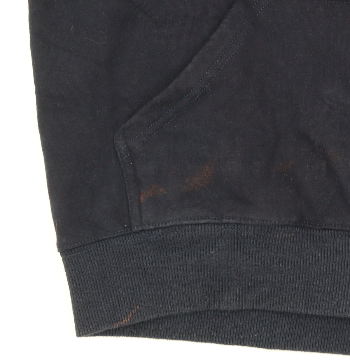 M&M Womens Navy Full Zip Hoodie L/XL Cotton Blend Stripe Trim