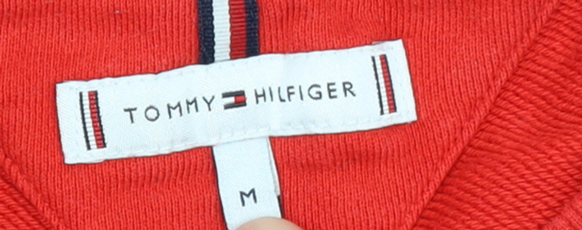 Tommy Hilfiger Womens Red Crew Neck Sweatshirt M Cotton Casual