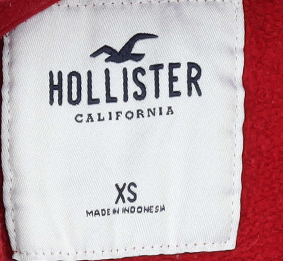Hollister Womens Red Pullover Hoodie XS Logo Print Cotton Blend