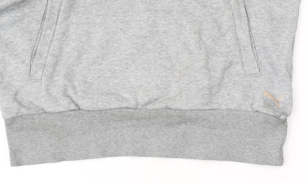 Puma Womens Grey Hoodie UK 12 Pullover Logo Sweatshirt
