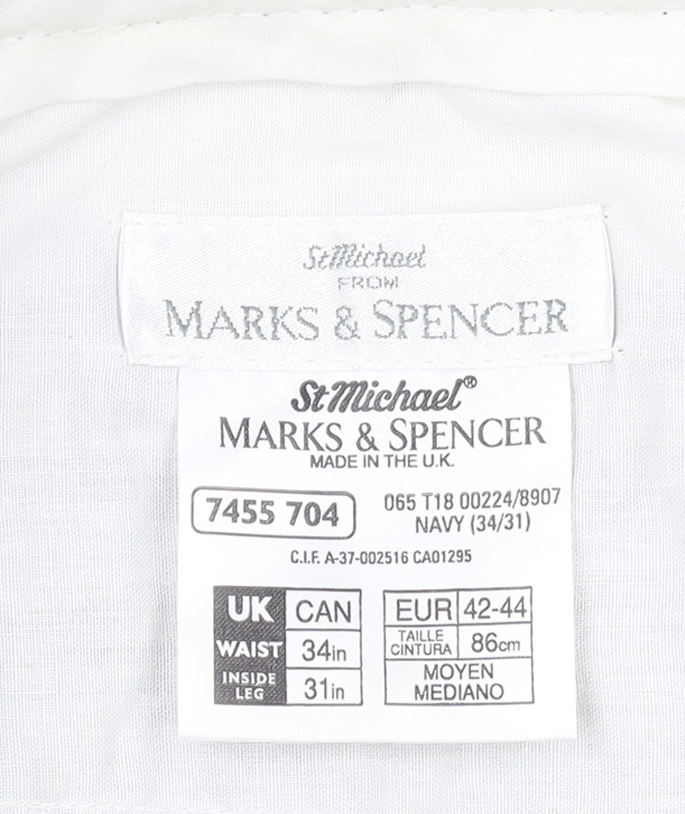 Marks and Spencer Men’s Blue Corduroy Trousers 34W 31L Regular Fit