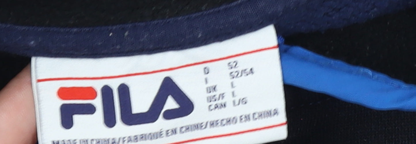 Fila Mens Blue L Pullover Fleece Sweatshirt 1/4 Zip Sportswear