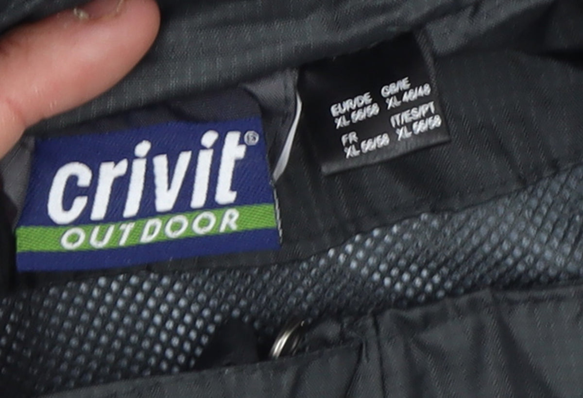 Crivit Men's Black XL Waterproof Hooded Outdoor Rain Jacket
