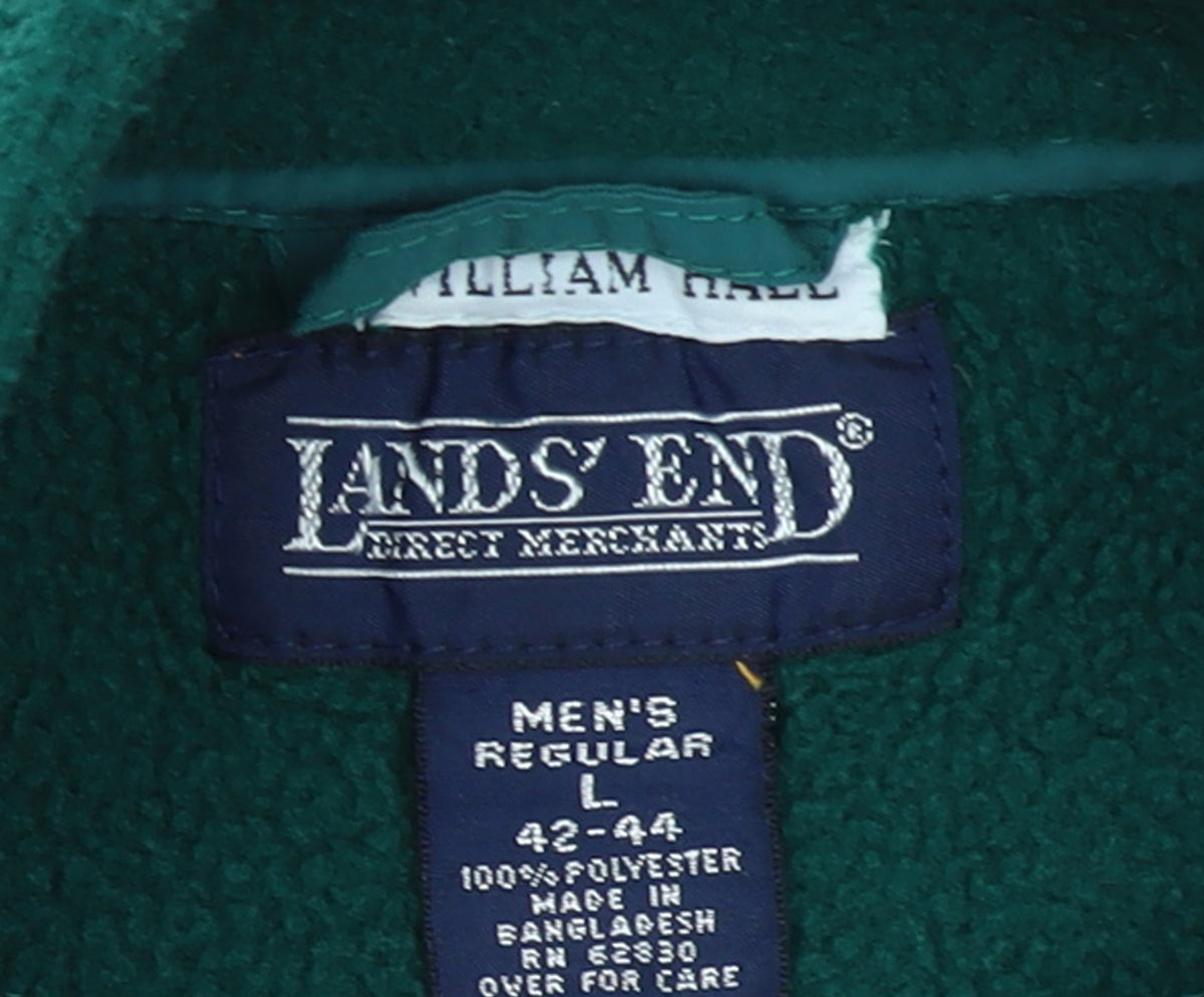 Lands' End Men's Green Fleece 1/2 Zip Pullover Sweatshirt L Regular