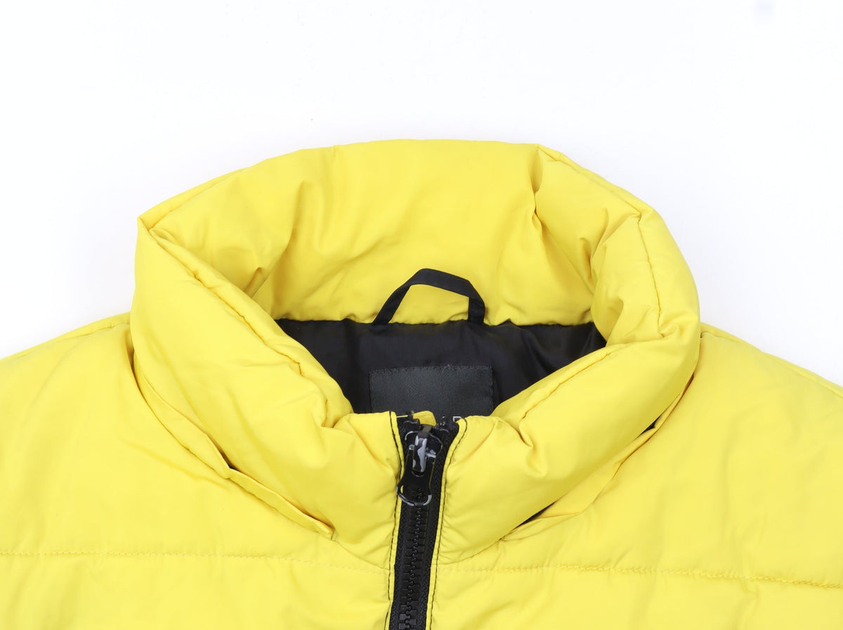 Primark Mens Black Yellow Puffer Jacket XL Winter Polyester