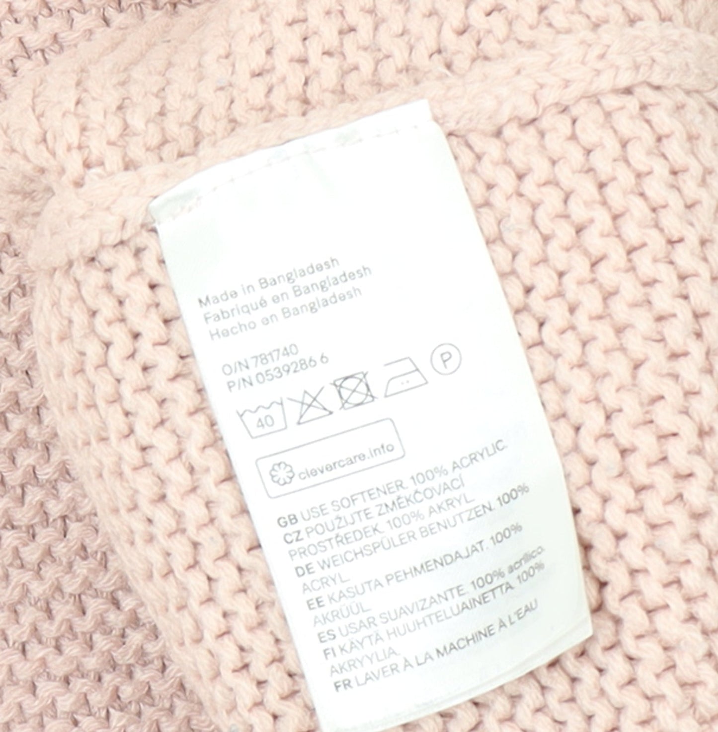 H&M Women’s Pink Roll Neck Chunky Knit Jumper Size 12