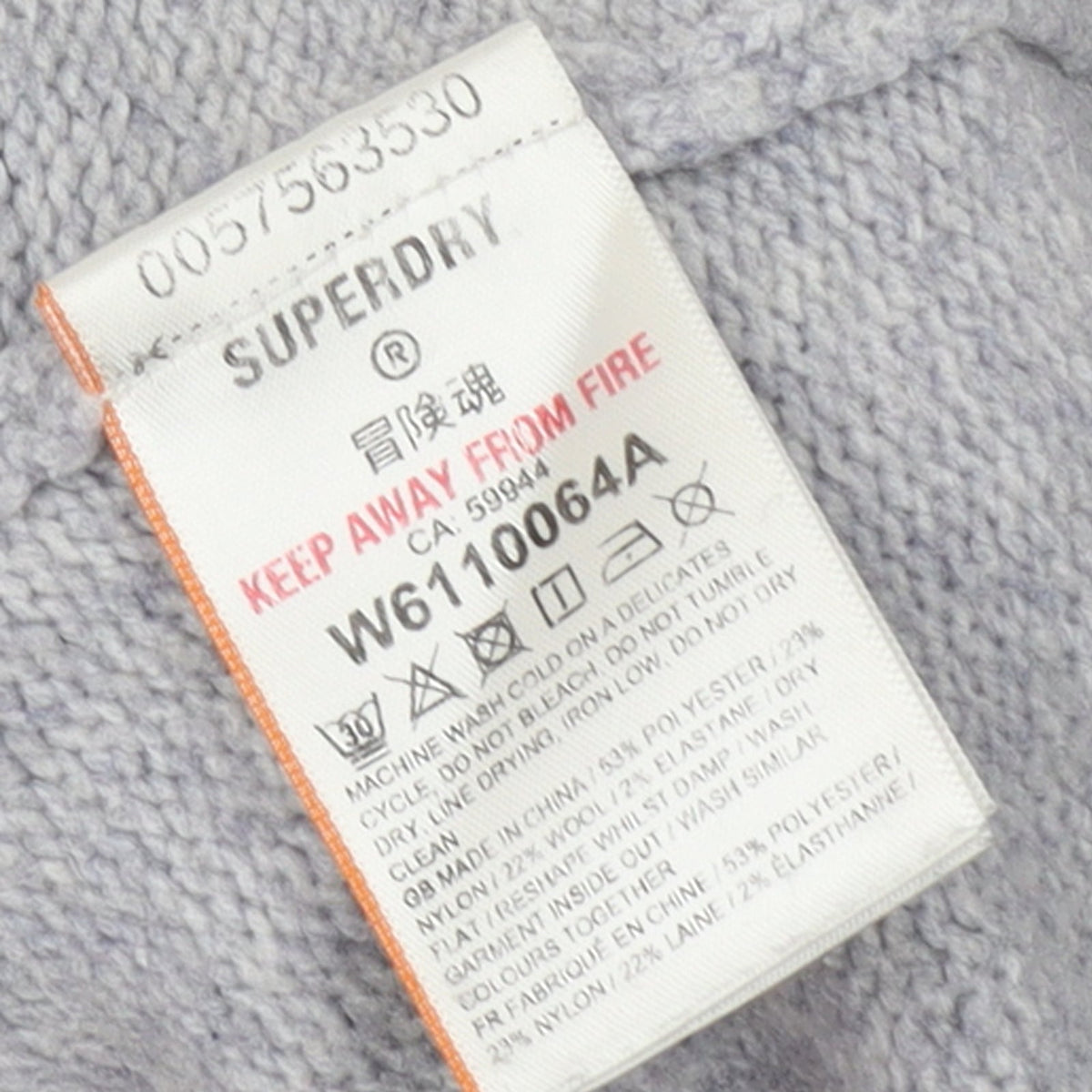 Superdry Women Grey Wool Blend V-Neck Long Sleeve Jumper Size 6
