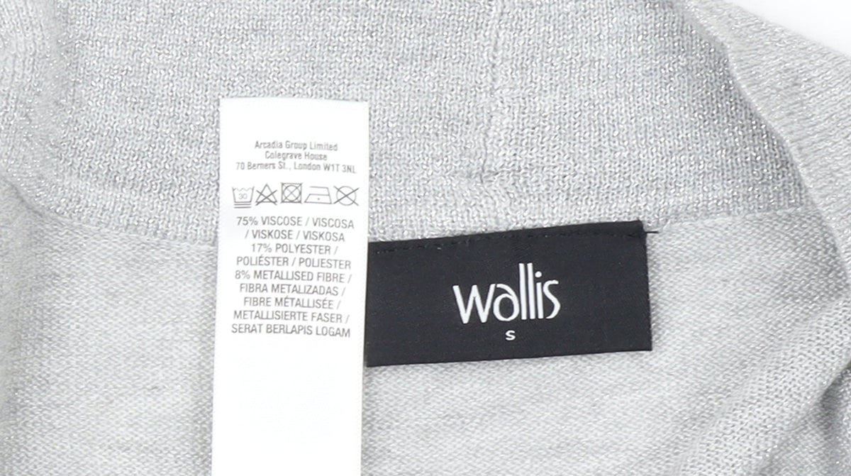 Wallis Women Grey Metallic Knit Long Sleeve Open Cardigan Size S