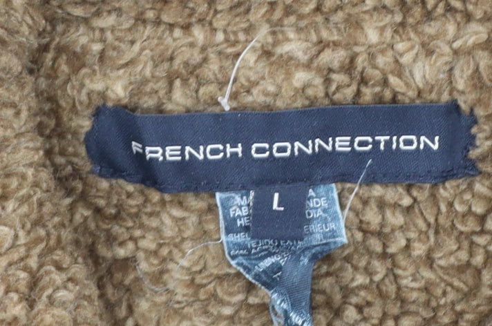 French Connection Men's Black Grey Wool 1/2 Zip Jumper L