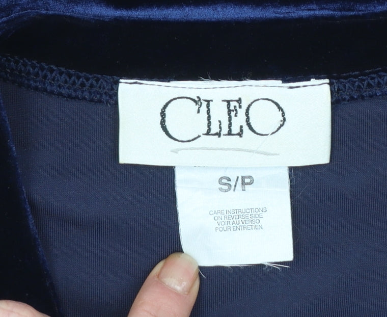 Cleo Women's Blue Velvet Wrap Blouse Size S Long Sleeve