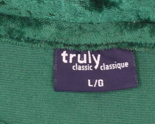 Truly Women’s Green Velvet Long Sleeve Beaded Blouse Size L