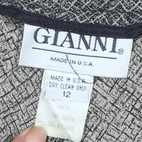 GIANNI Women's Grey Geometric Pleated Trousers Size 12
