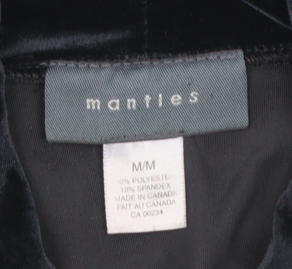 Mantles Womens Black Velvet Roll Neck Long Sleeve Blouse Size M