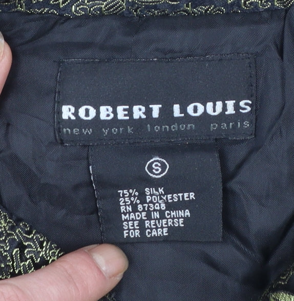 Robert Louis Women's Black Floral Silk Blend Jacket Size S