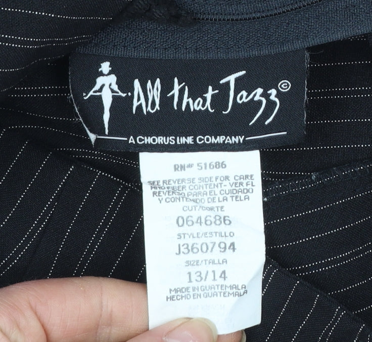 All That Jazz Women’s Black Pinstripe High-Rise Pleated Dress Pants Size 14