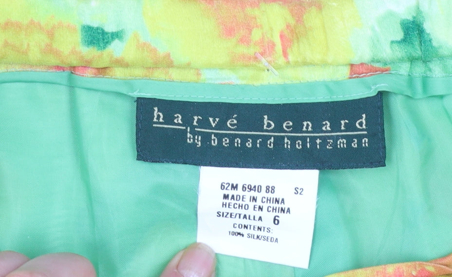 Hervé Benard Women’s Multicoloured Floral Silk Cropped Trousers Size 10