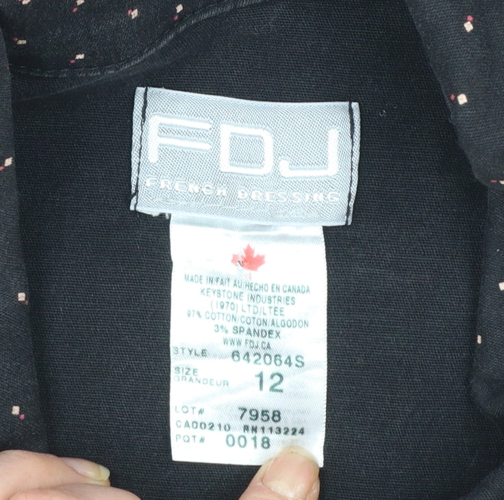 FDJ French Dressing Women's Black Cotton Blend Zip Jacket Size 12