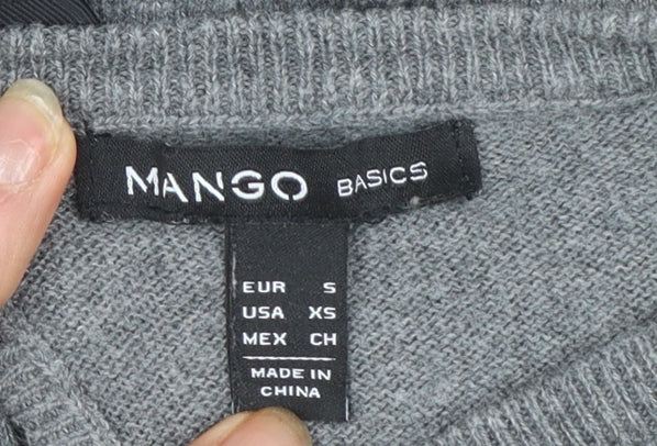 Mango Women’s Grey Cable-Knit Crew Neck Long Sleeve Jumper Size 8