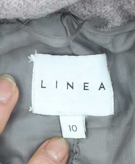 Linea Women’s Beige Wool Blend Long Overcoat Size 10 Classic Style