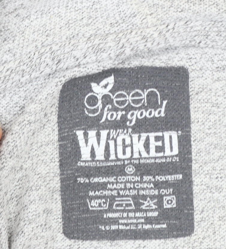 Wicked Women's Grey Hoodie Medium Pullover Graphic Organic Cotton Blend